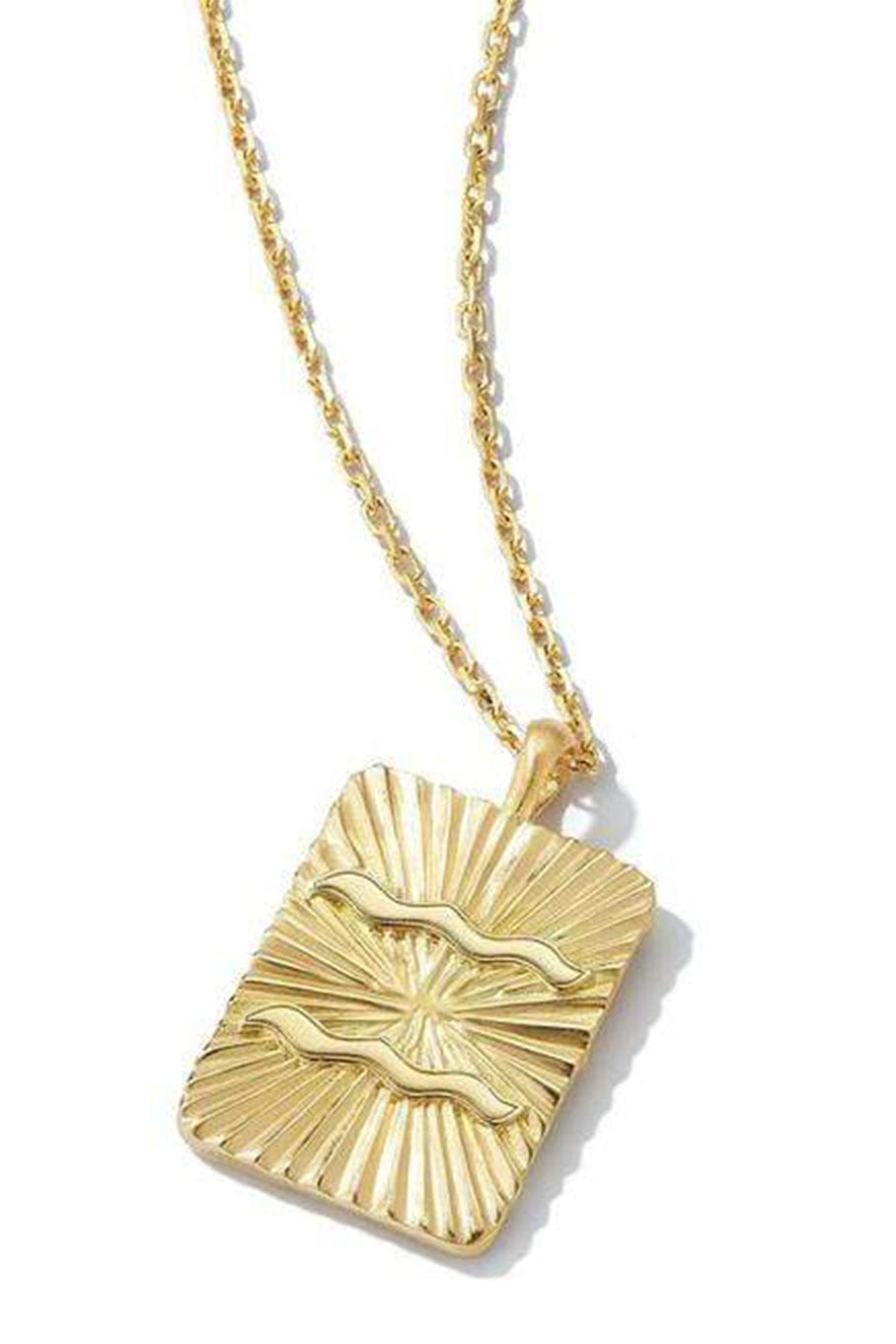 DAVID WEBB-Aquarius Zodiac Pendant Necklace-YELLOW GOLD