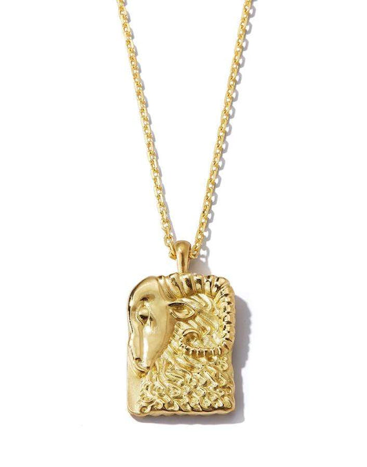 DAVID WEBB-Aries Zodiac Pendant Necklace-YELLOW GOLD