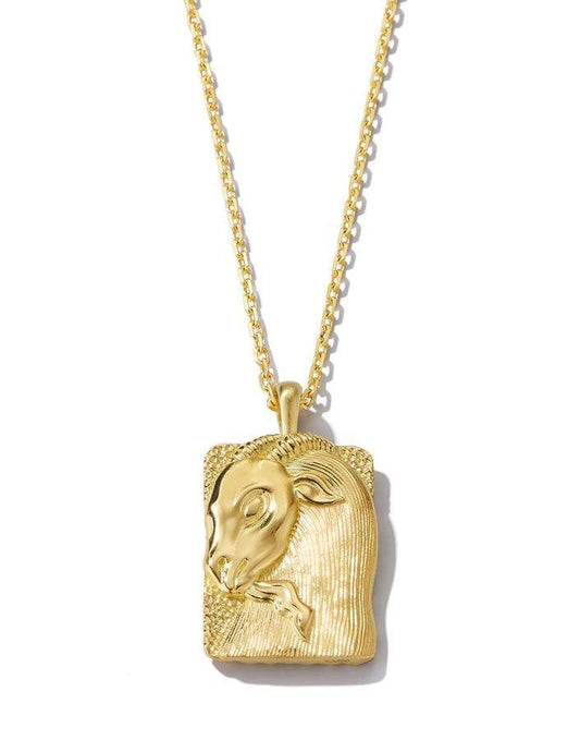 DAVID WEBB-Capricorn Zodiac Pendant Necklace-YELLOW GOLD