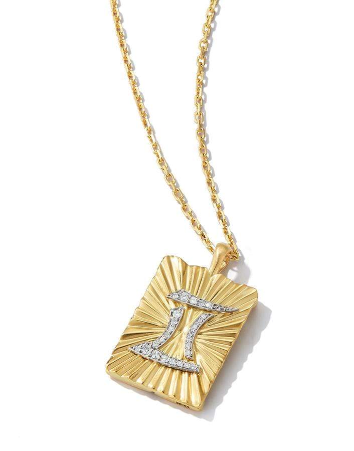 DAVID WEBB-Diamond Gemini Zodiac Pendant Necklace-YELLOW GOLD
