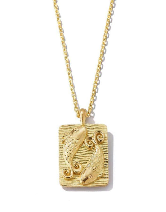 DAVID WEBB-Diamond Pisces Zodiac Pendant Necklace-YELLOW GOLD