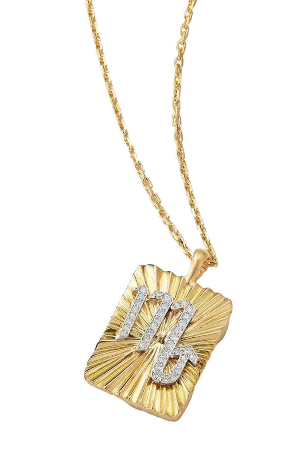 Diamond Scorpio Zodiac Pendant Necklace-YELLOW GOLD-19-JEWELRYFINE JEWELNECKLACE O-DAVID WEBB