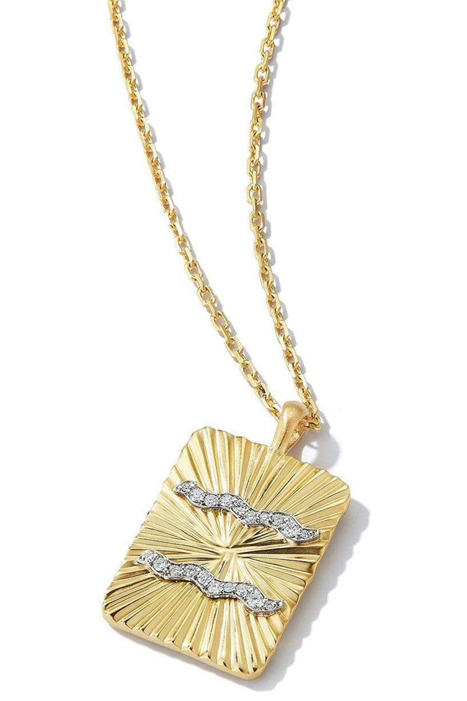 DAVID WEBB-Aquarius Zodiac Diamond Pendant Necklace-YELLOW GOLD