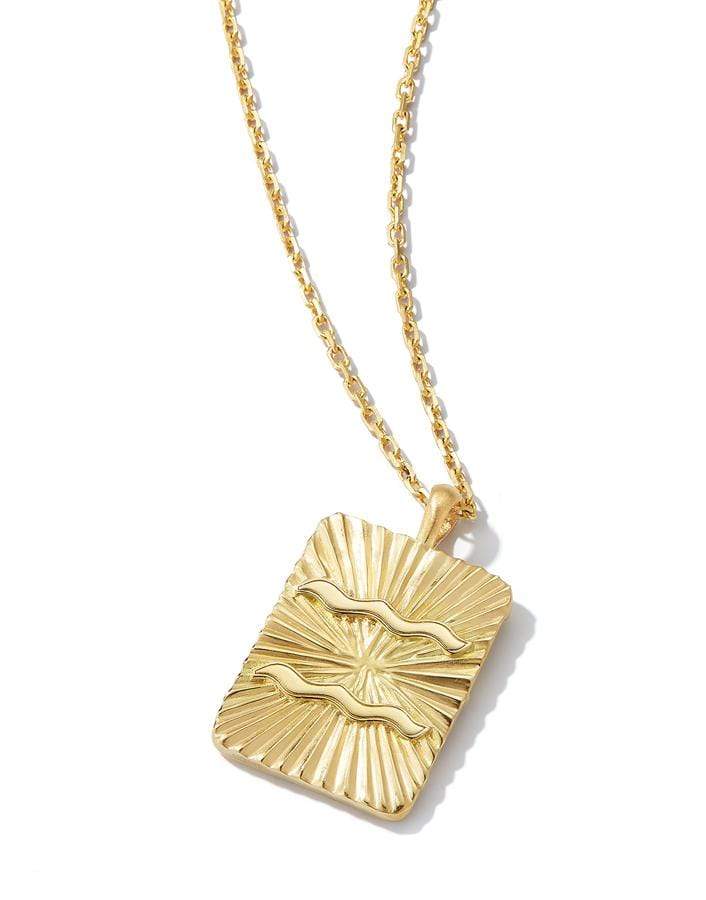 DAVID WEBB-Aquarius Zodiac Pendant Necklace-YELLOW GOLD