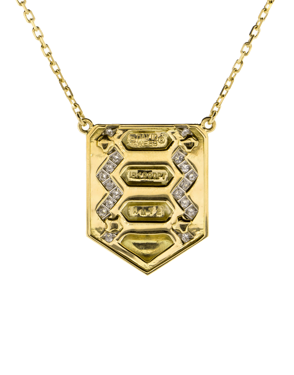 DAVID WEBB-Black Enamel And Diamond Shield Necklace-YELLOW GOLD