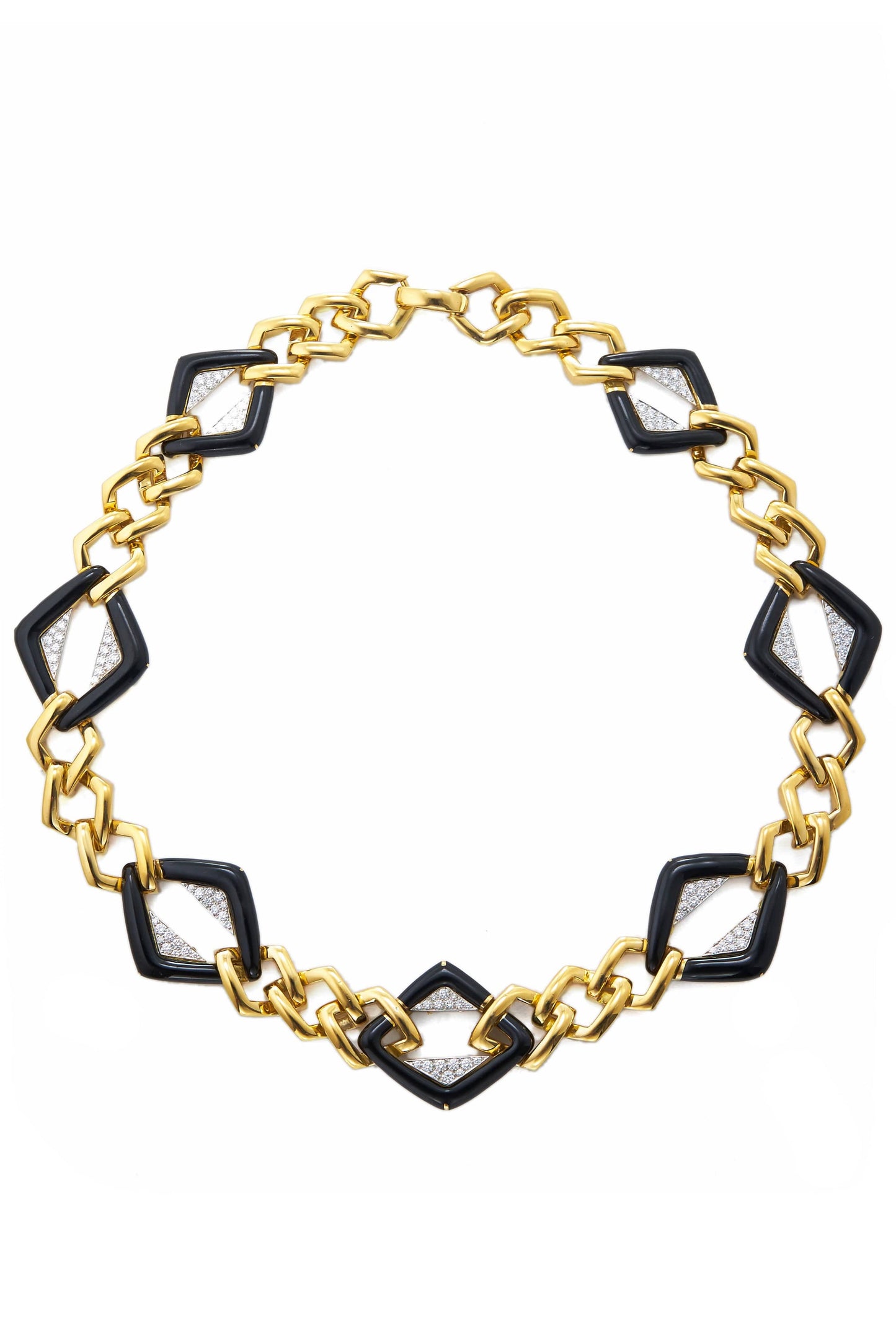 DAVID WEBB-Black Enamel Manhattan Minimalism Necklace-YELLOW GOLD
