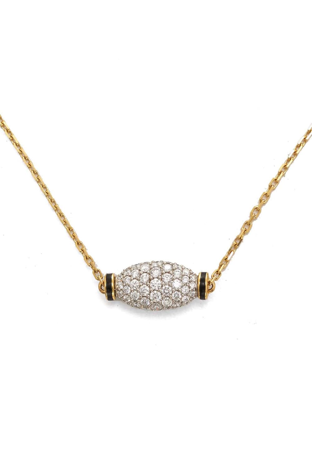 DAVID WEBB-Black Enamel Night Cap Necklace-YELLOW GOLD