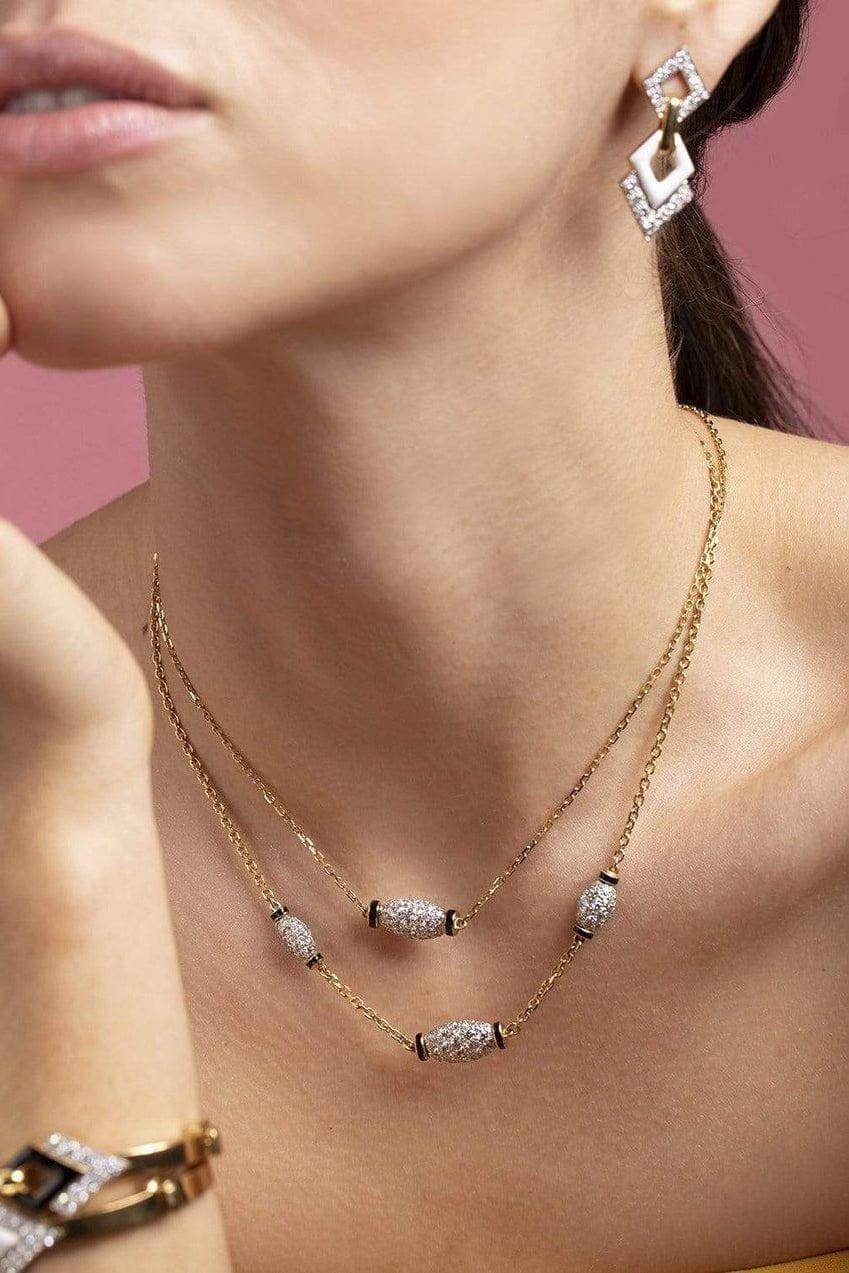 DAVID WEBB-Black Enamel Triple Night Cap Necklace-YELLOW GOLD