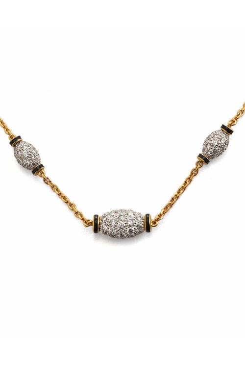 DAVID WEBB-Black Enamel Triple Night Cap Necklace-YELLOW GOLD