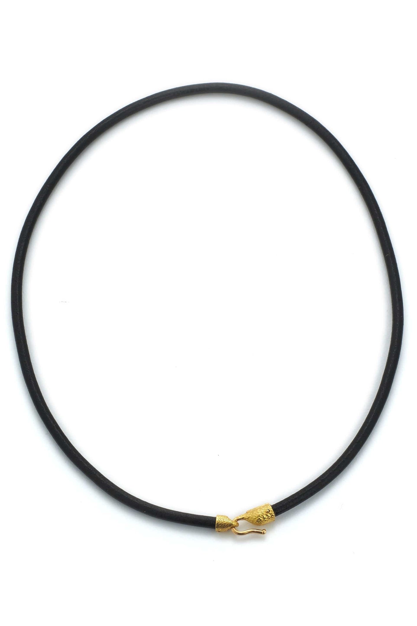 DAVID WEBB-Black Leather Cord 15"-YELLOW GOLD