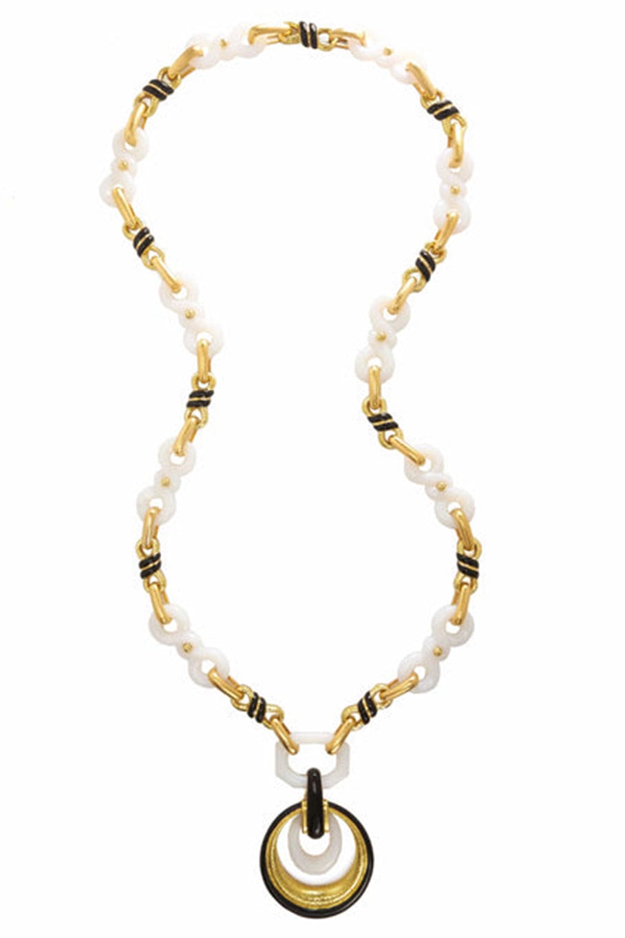 DAVID WEBB-Carved Agate Stone Knot Necklace-YELLOW GOLD