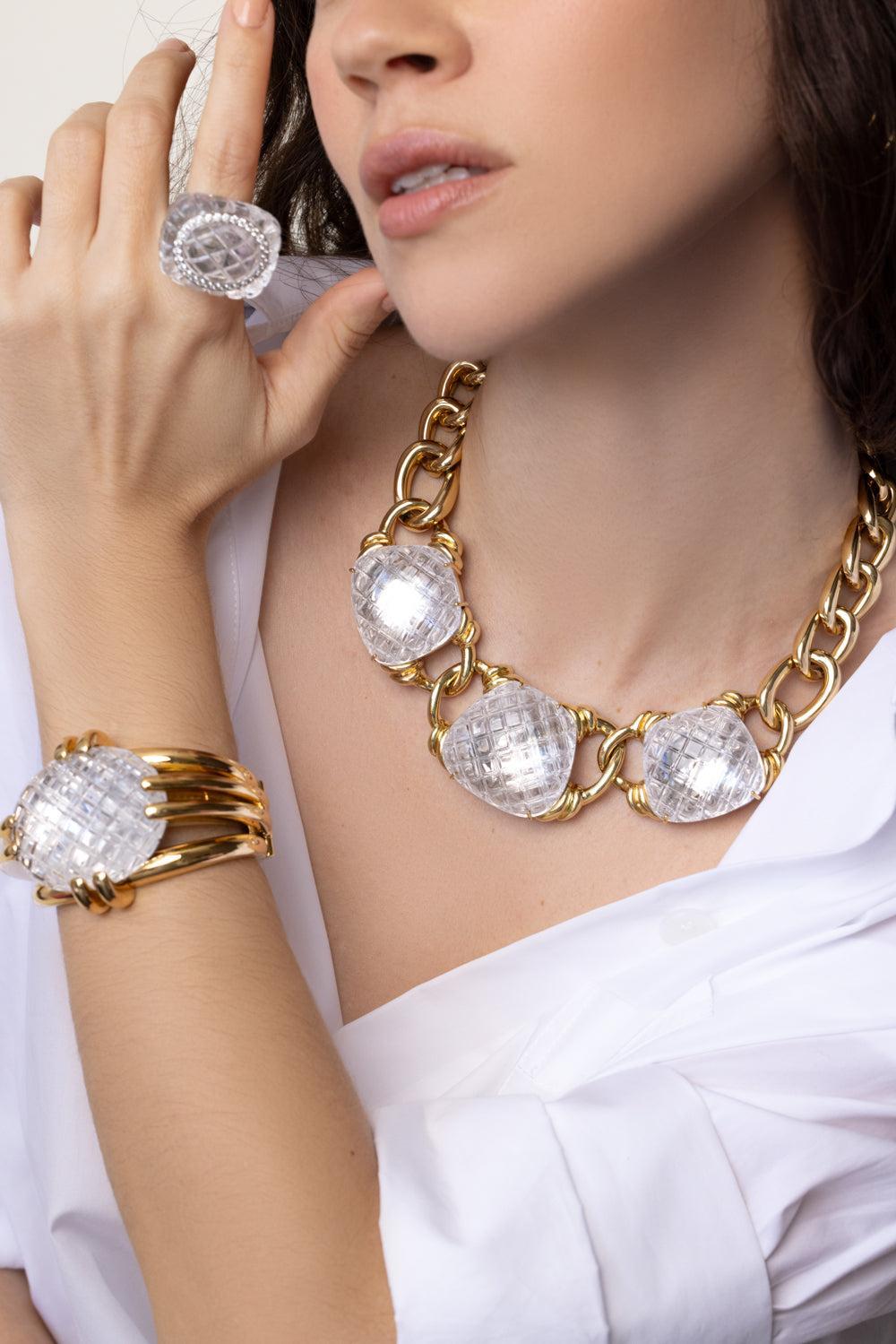 Crystal Pool Necklace-YELLOW GOLD-JEWELRYFINE JEWELNECKLACE O-DAVID WEBB