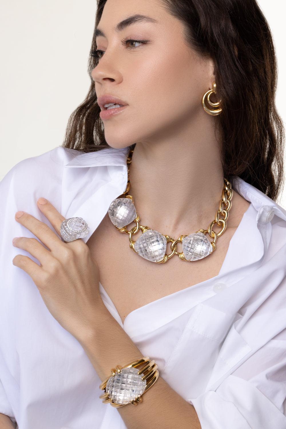 Crystal Pool Necklace-YELLOW GOLD-JEWELRYFINE JEWELNECKLACE O-DAVID WEBB