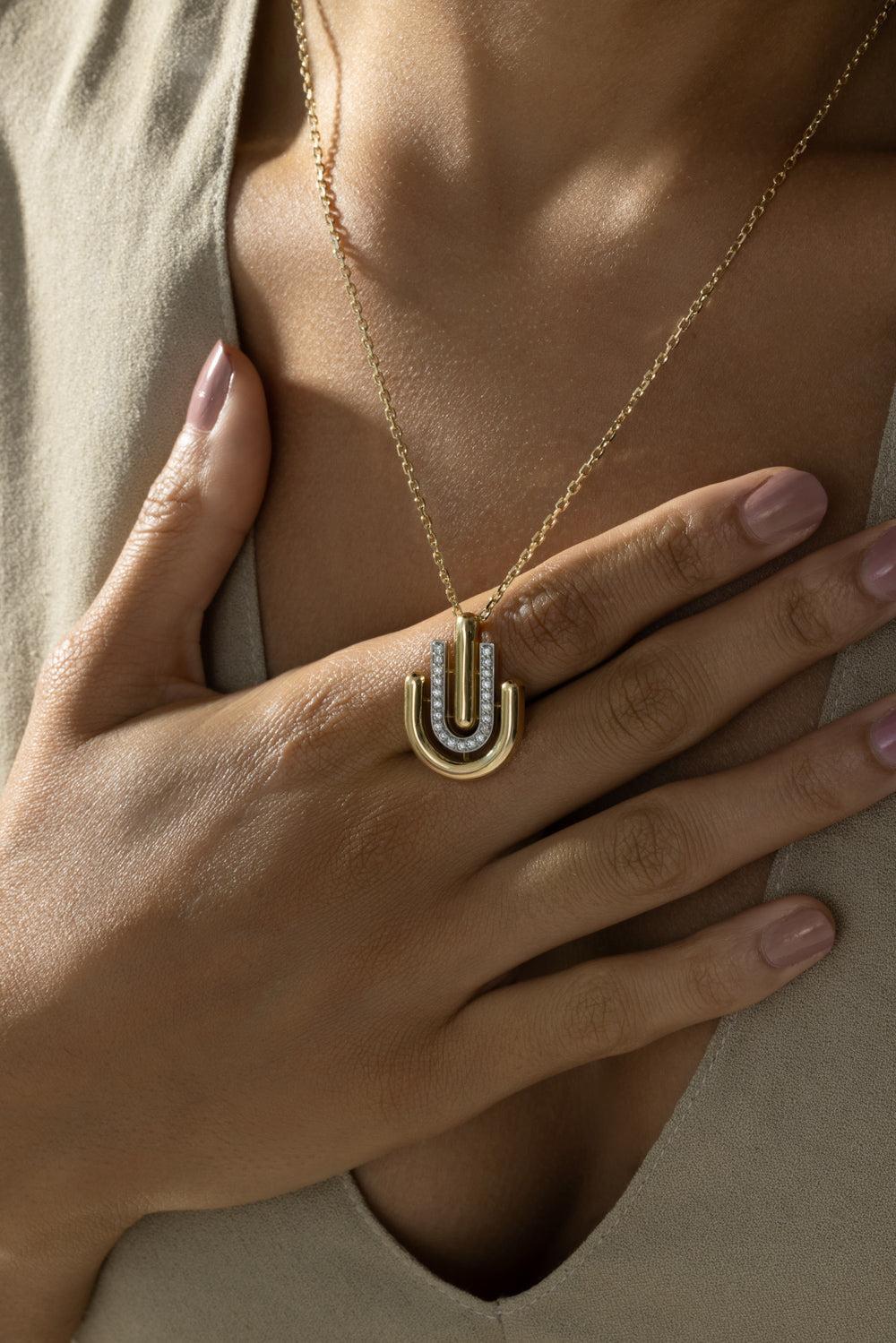 Diamond Unity Necklace-YELLOW GOLD-JEWELRYFINE JEWELNECKLACE O-DAVID WEBB