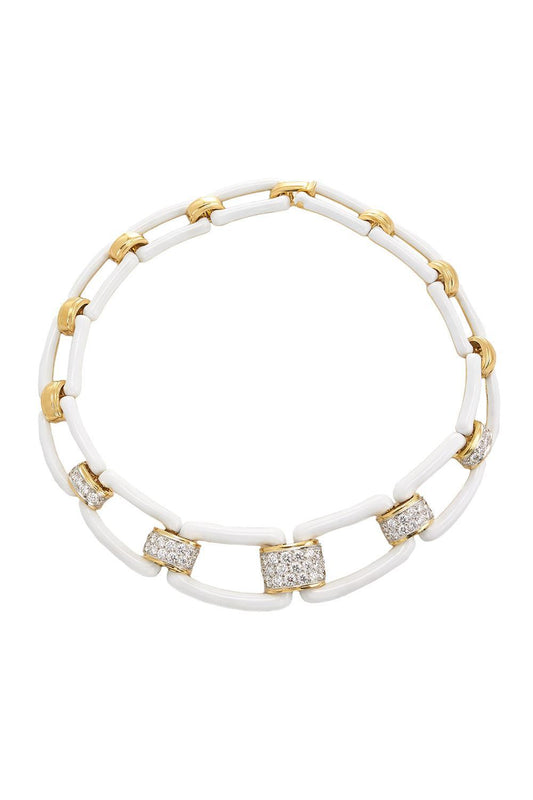 Diamond White City Collar Necklace-YELLOW GOLD-JEWELRYFINE JEWELNECKLACE O-DAVID WEBB