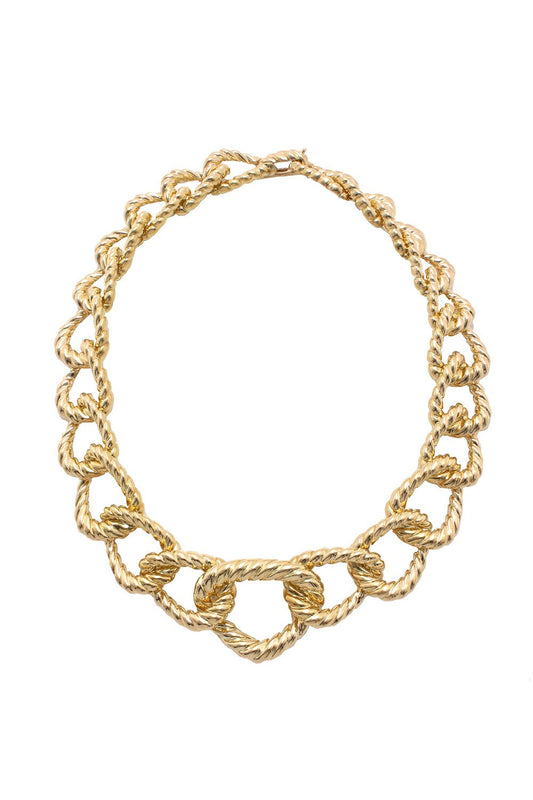 DAVID WEBB-Graduated Rope Link Necklace-YELLOW GOLD