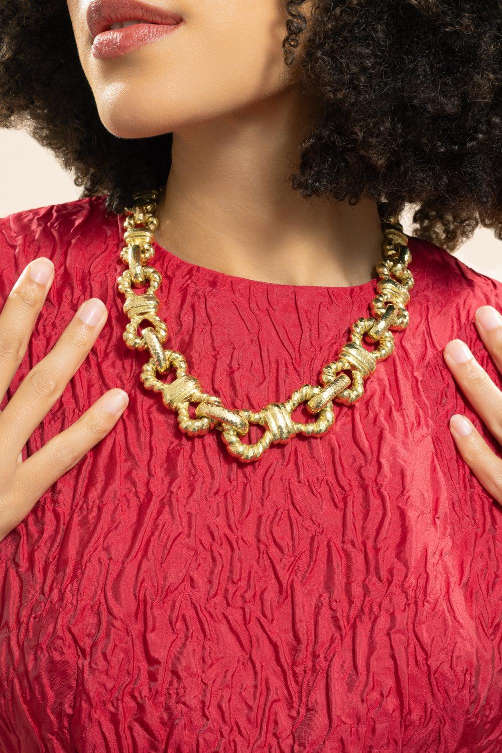 Infinity Rope Hammered Necklace-YELLOW GOLD-JEWELRYFINE JEWELNECKLACE O-DAVID WEBB