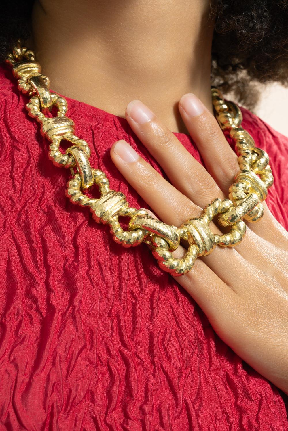 Infinity Rope Hammered Necklace-YELLOW GOLD-JEWELRYFINE JEWELNECKLACE O-DAVID WEBB
