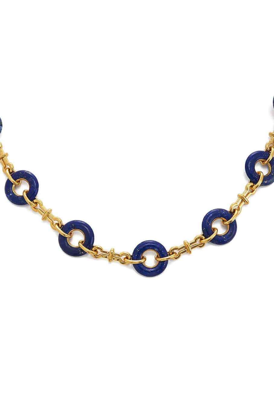 DAVID WEBB-Lapis Lazuli Hoops Necklace-YELLOW GOLD