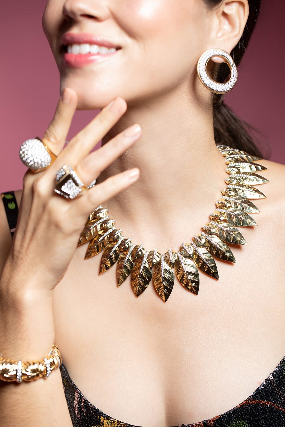 DAVID WEBB-Laurel Leaf Necklace-YELLOW GOLD