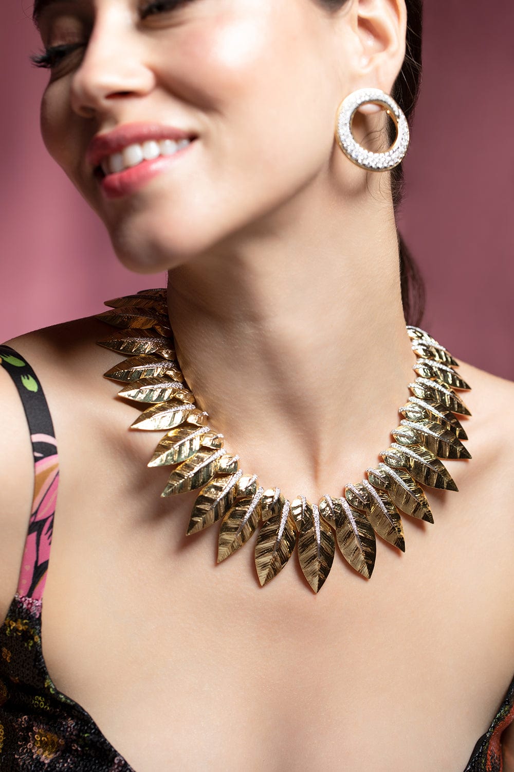DAVID WEBB-Laurel Leaf Necklace-YELLOW GOLD