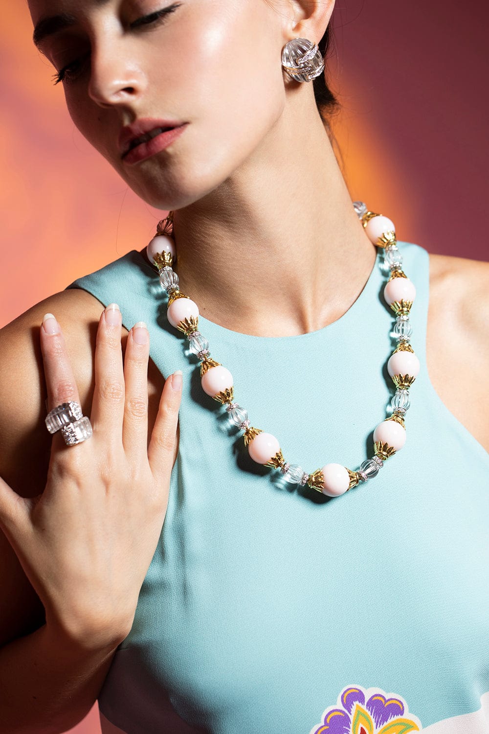 DAVID WEBB-Pink Opal Twilight Necklace-YELLOW GOLD