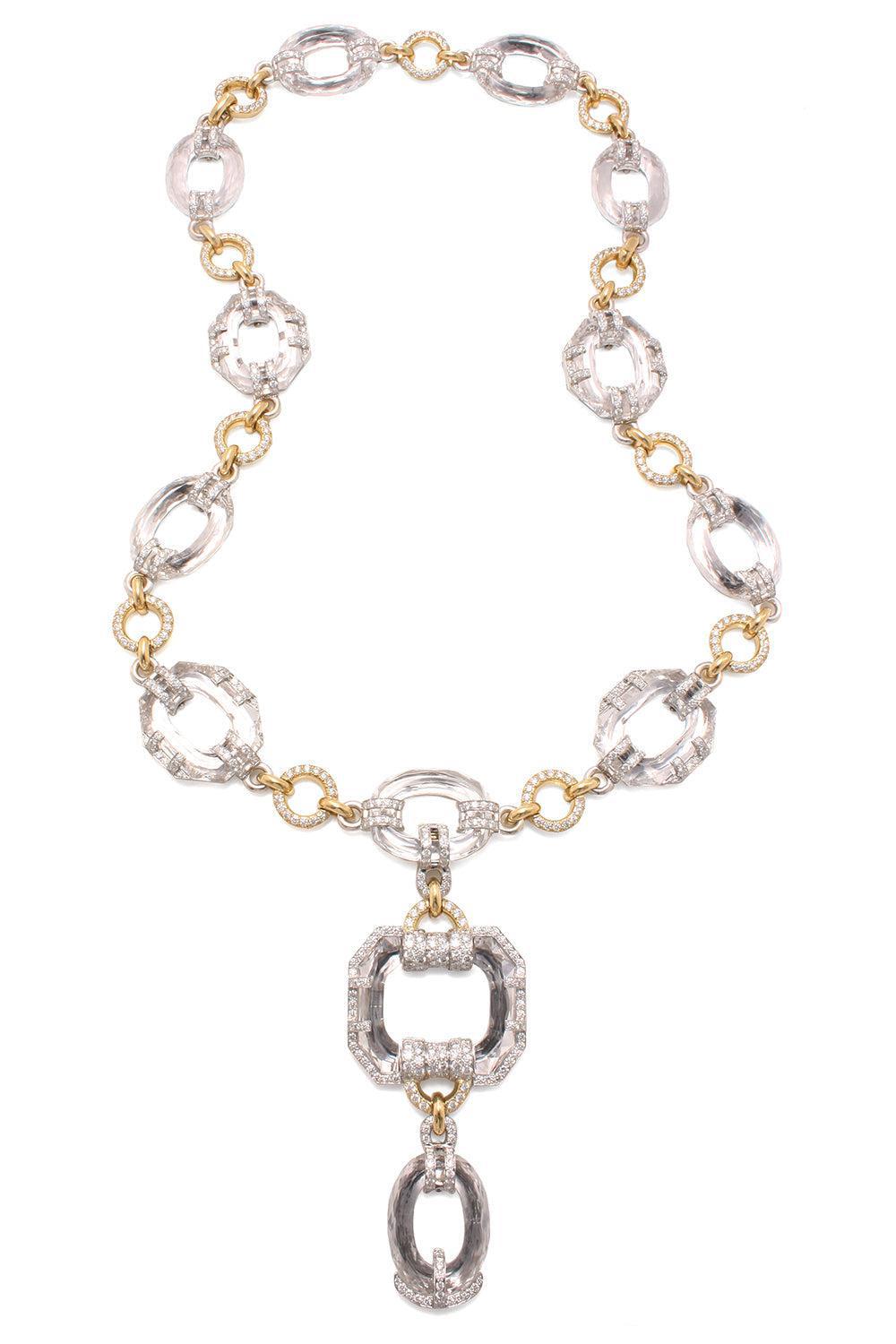 Rock Crystal Streamline Necklace-YELLOW GOLD-JEWELRYFINE JEWELNECKLACE O-DAVID WEBB