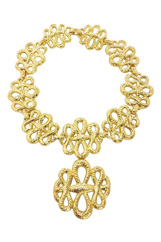 Triple Inifinty Hammered Necklace-YELLOW GOLD-JEWELRYFINE JEWELNECKLACE O-DAVID WEBB