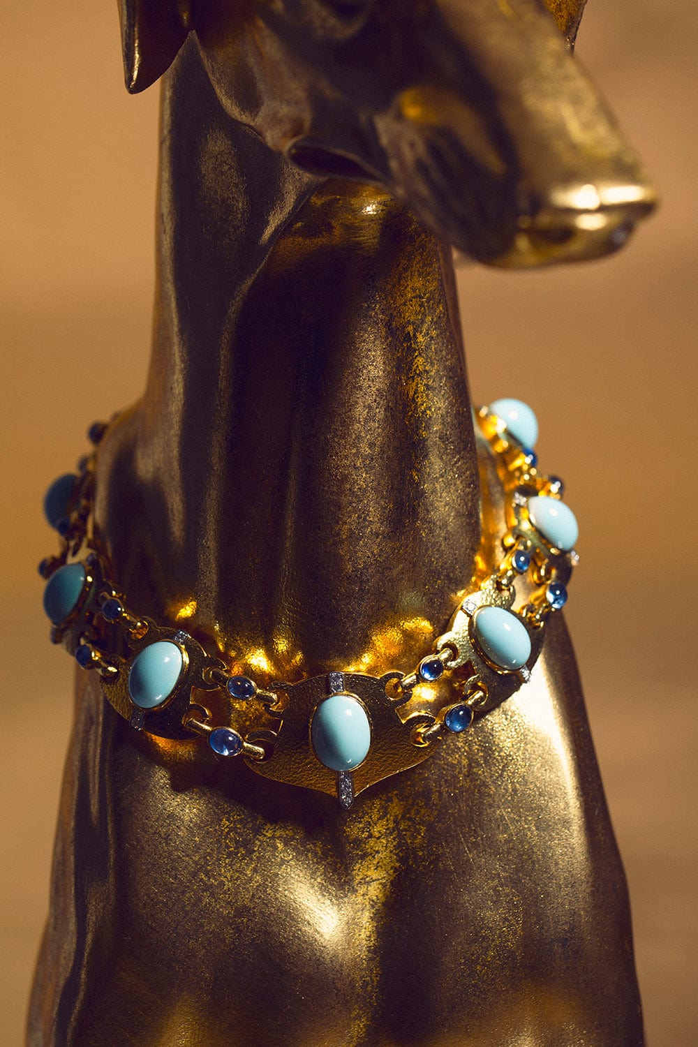 DAVID WEBB-Turquoise Marakech Necklace-YELLOW GOLD