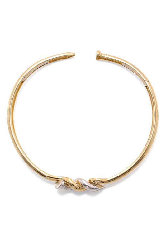 Two Tone Twisted Nail Collar Necklace-YELLOW GOLD-JEWELRYFINE JEWELNECKLACE O-DAVID WEBB