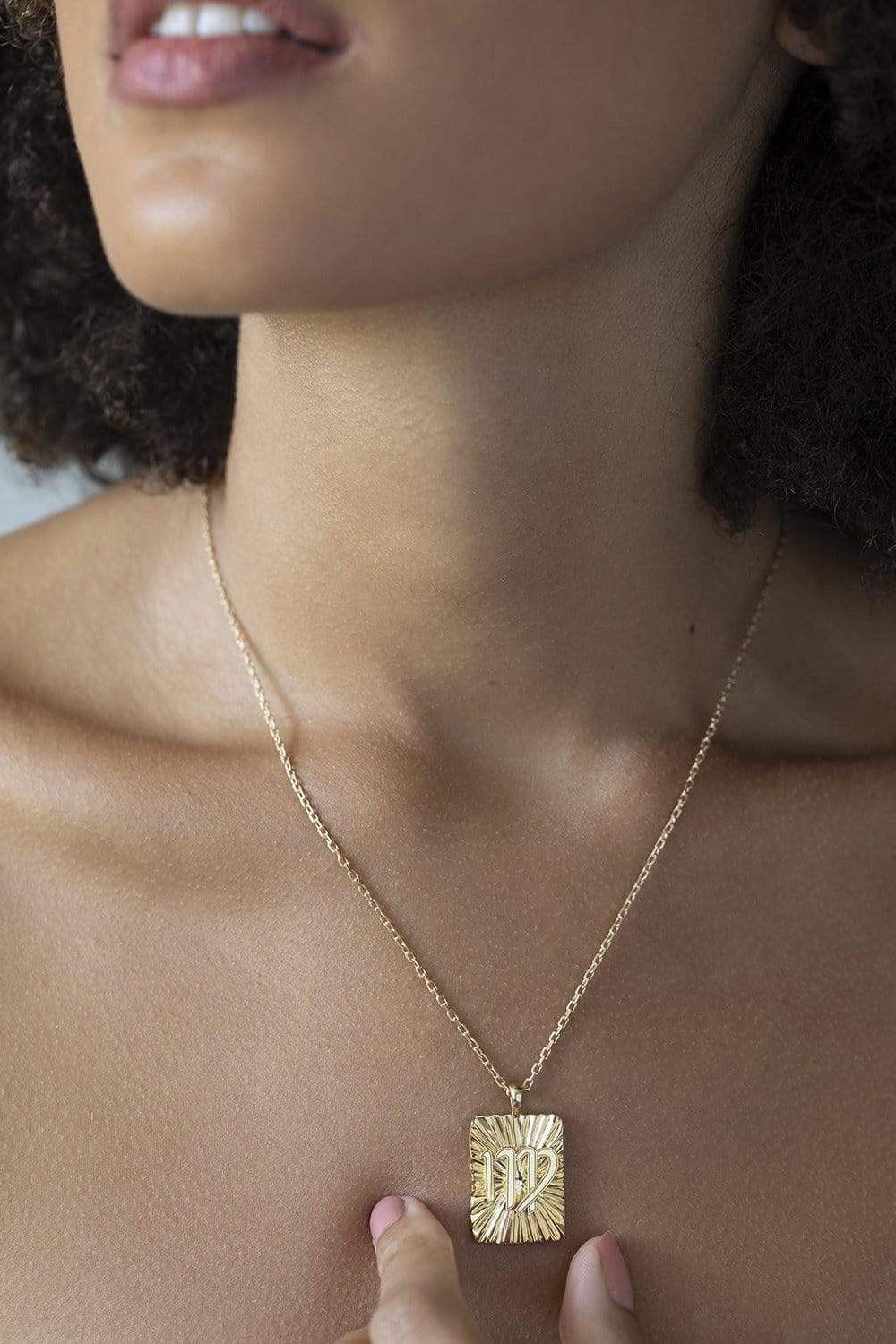 Virgo Zodiac Pendant Necklace-YELLOW GOLD-19-JEWELRYFINE JEWELNECKLACE O-DAVID WEBB