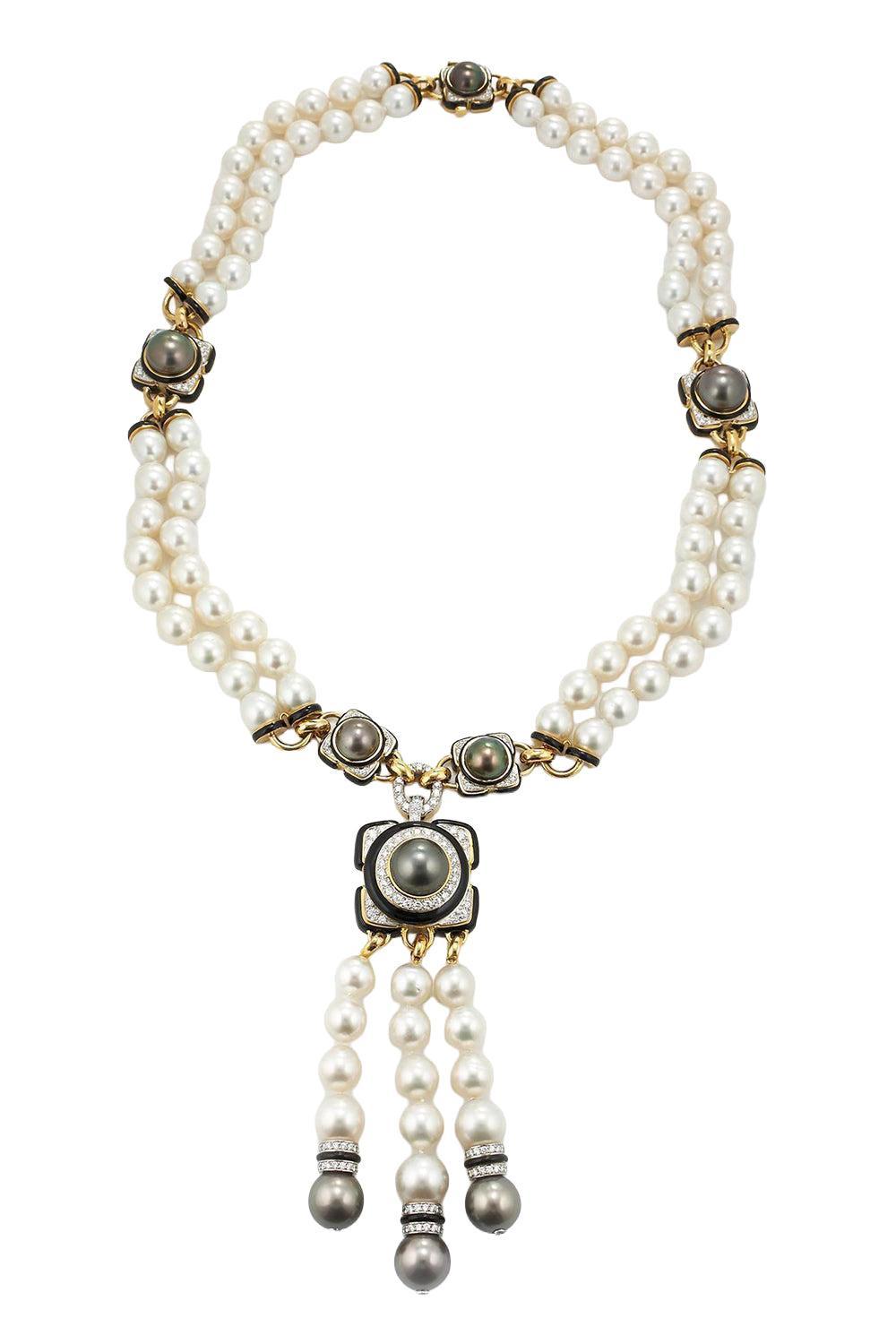 White Grey Pearl Couture Necklace-YELLOW GOLD-JEWELRYFINE JEWELNECKLACE O-DAVID WEBB