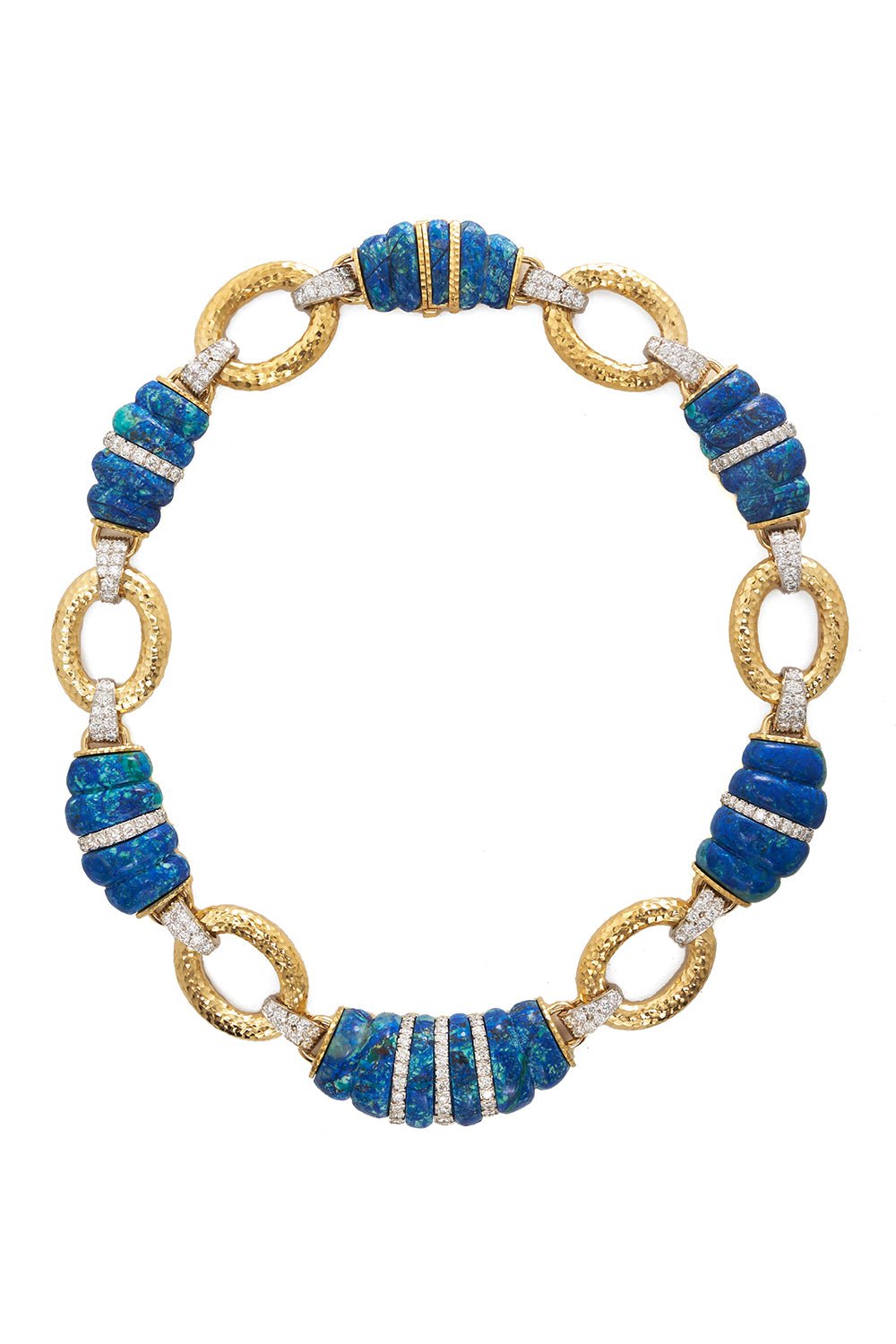 DAVID WEBB-Azurmalachite Dinner Roll Necklace-YELLOW GOLD