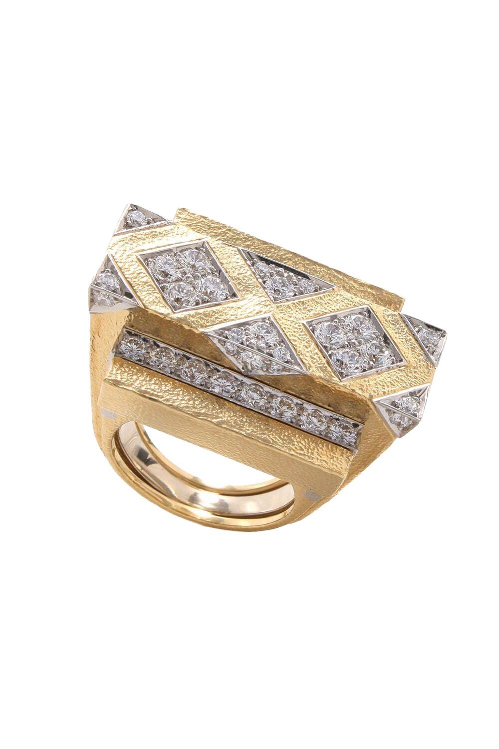 Diamond Cross Beam Ring-YELLOW GOLD-5.5-JEWELRYFINE JEWELRING-DAVID WEBB