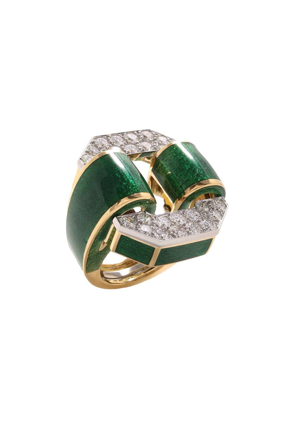 Green Octogonal Buckle Ring-YELLOW GOLD-5.5-JEWELRYFINE JEWELRING-DAVID WEBB