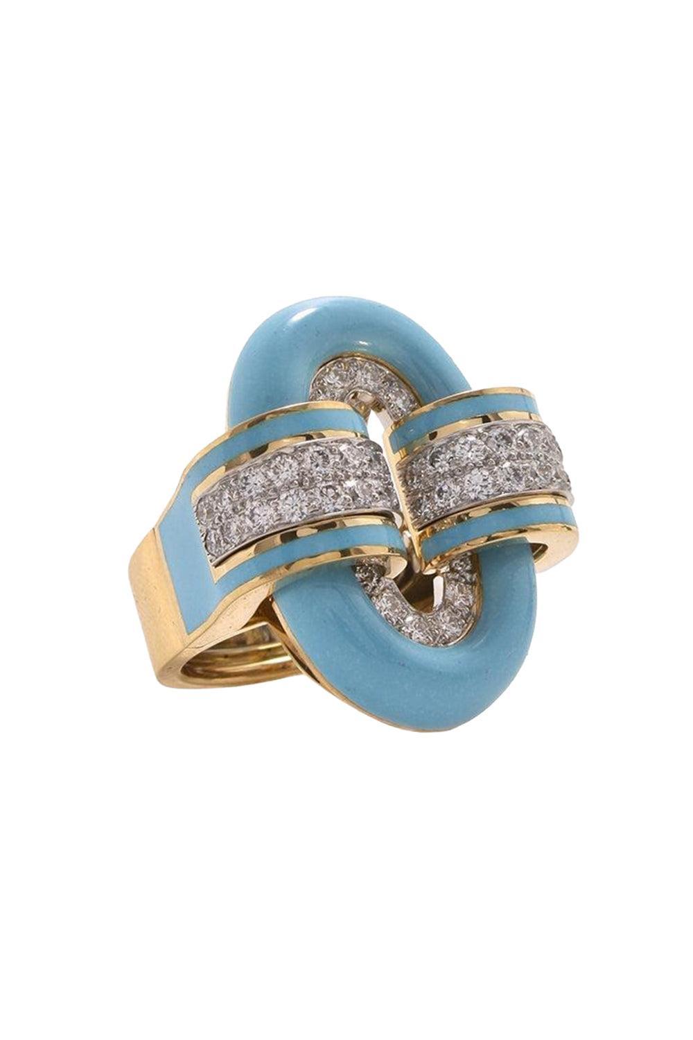 Small Oval Blue Buckle Ring-YELLOW GOLD-6.5-JEWELRYFINE JEWELRING-DAVID WEBB