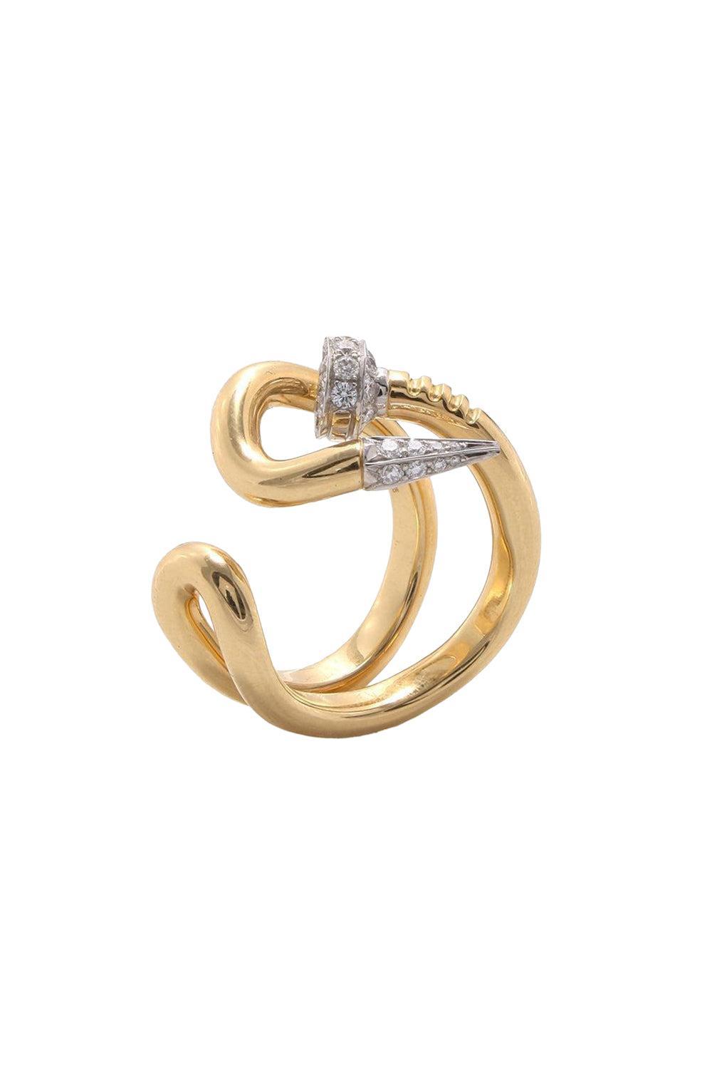 Bent Nail Diamond Ring-YELLOW GOLD-6.5-JEWELRYFINE JEWELRING-DAVID WEBB