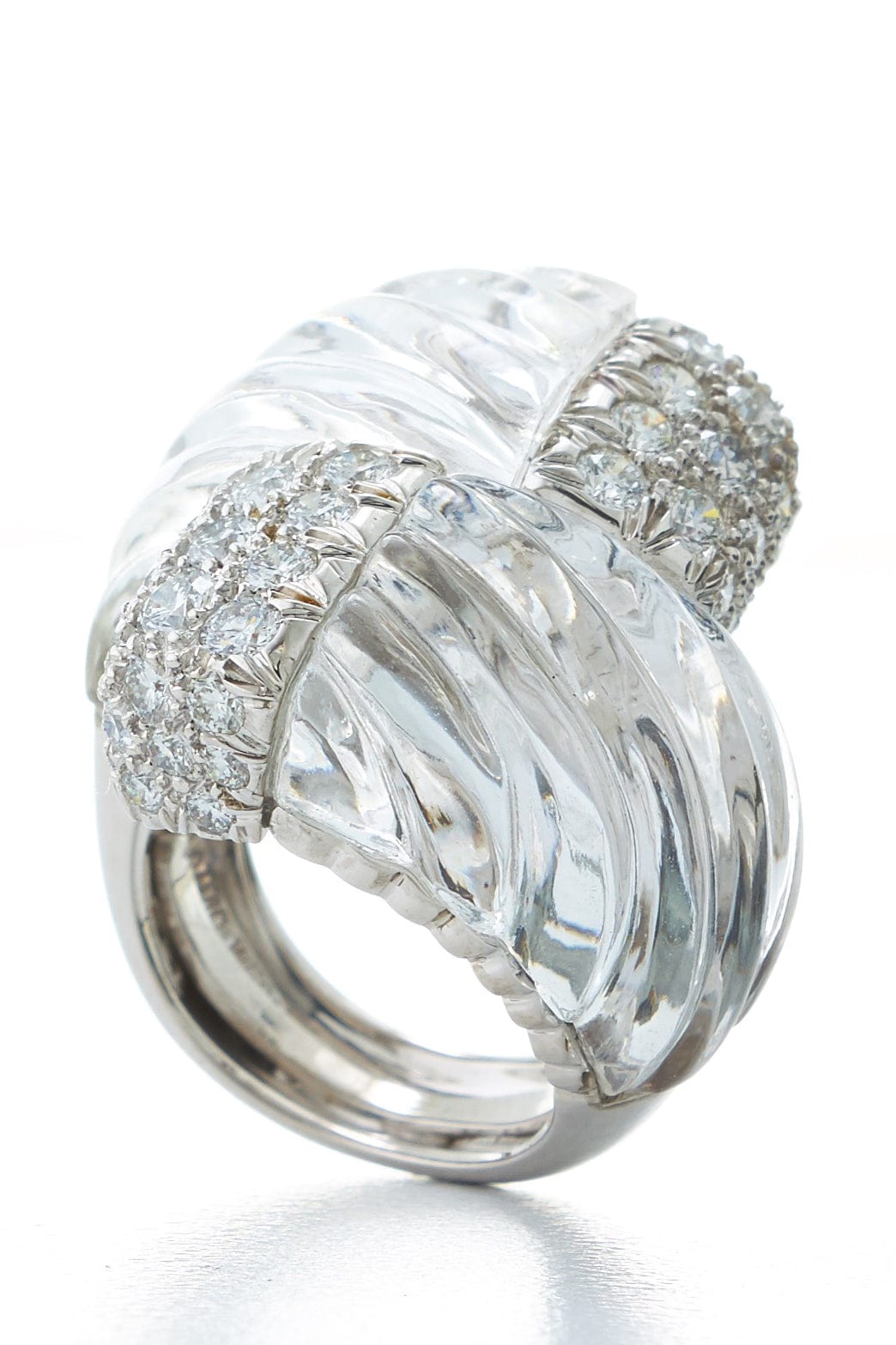 DAVID WEBB-Fluted Rock Crystal Ring-PLAT