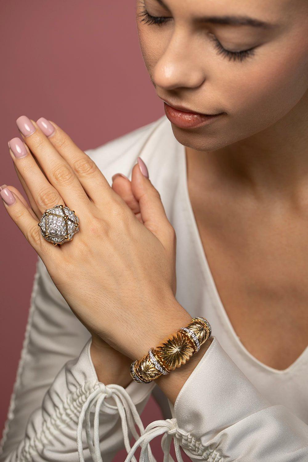 DAVID WEBB-Geodesic Dome Ring-PLATINUM