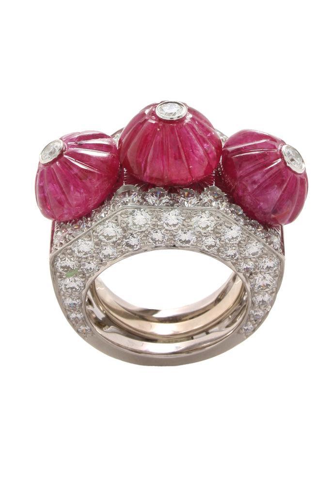 Ruby Diamond Couture Triple Crown Ring