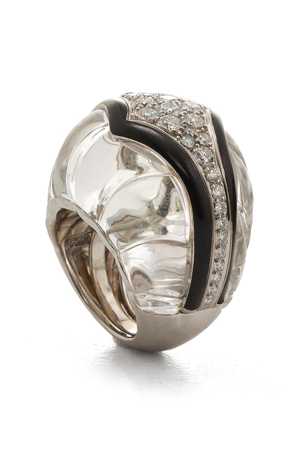 DAVID WEBB-Black Tie Ring-WHITE GOLD