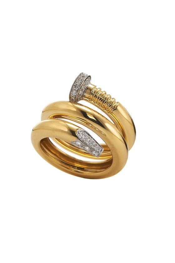 DAVID WEBB-Polished Diamond Nail Ring-YELLOW GOLD