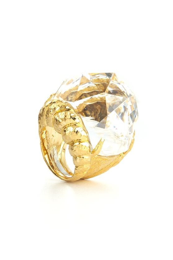 DAVID WEBB-Iceberg Rock Crystal Ring-YELLOW GOLD