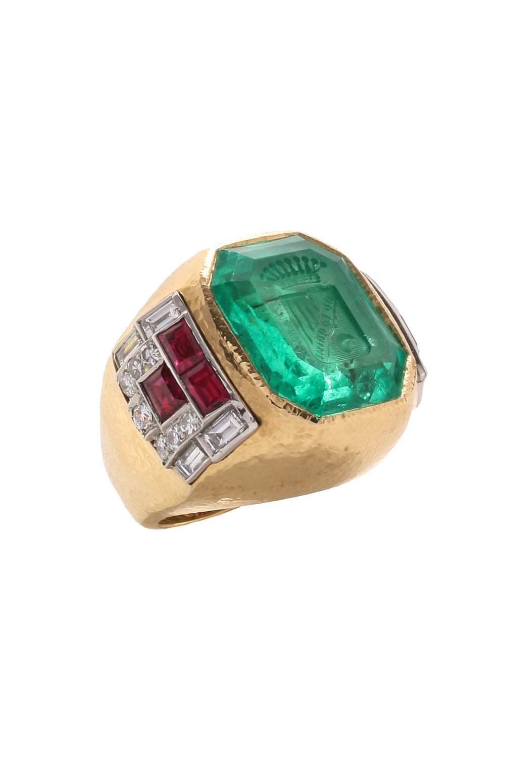 DAVID WEBB-Coat of Arms Intaglio Ring-YELLOW GOLD