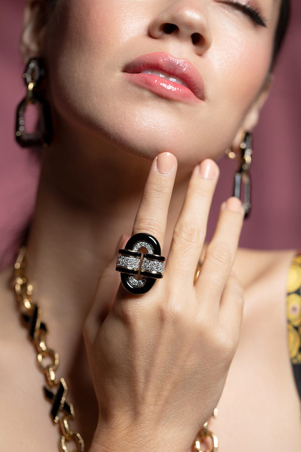 DAVID WEBB-Diamond Buckle Ring-YELLOW GOLD