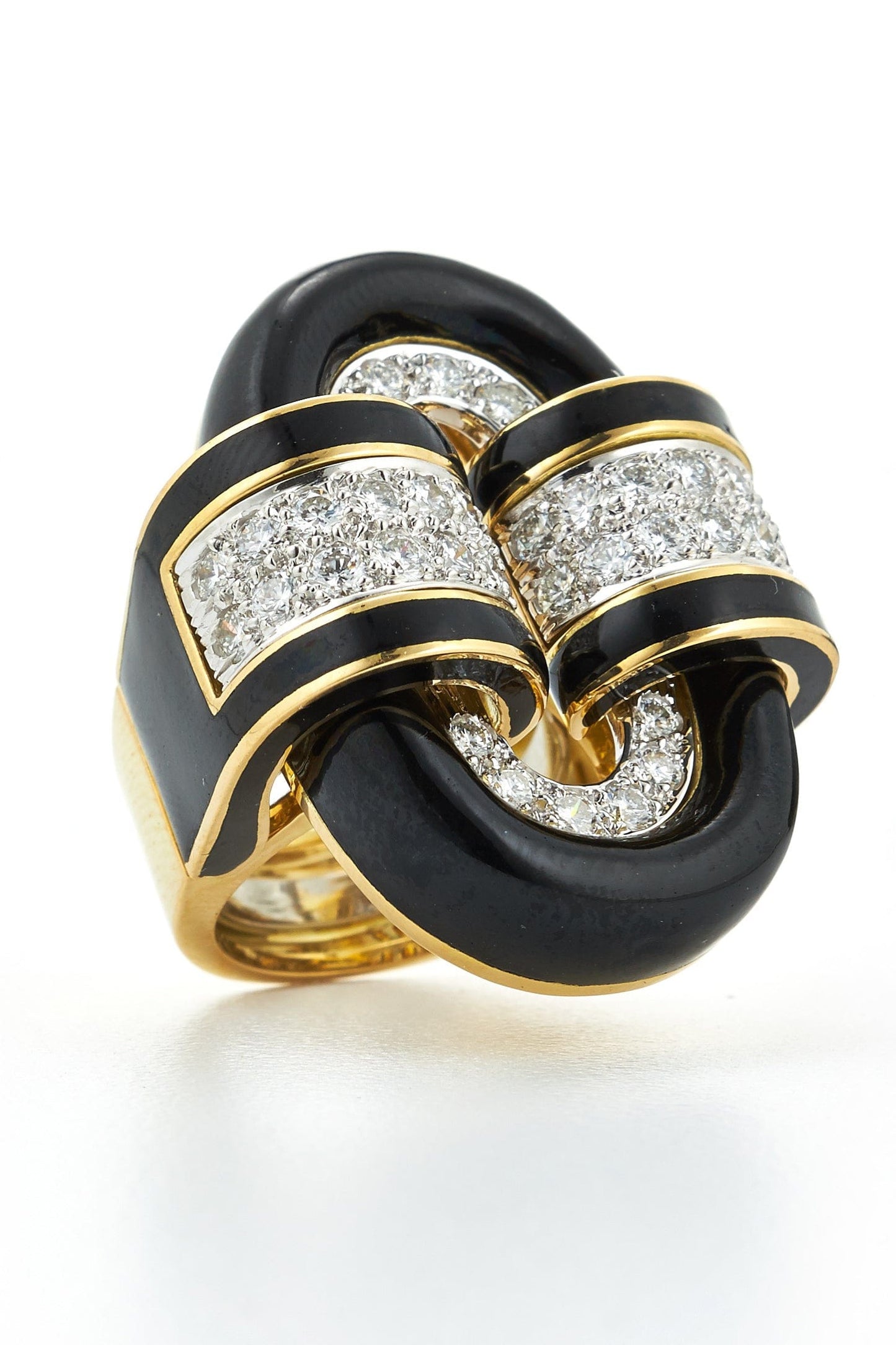 DAVID WEBB-Diamond Buckle Ring-YELLOW GOLD