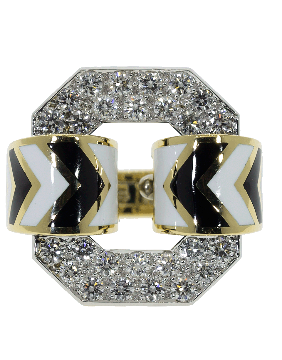 DAVID WEBB-Small Chevron Diamond Ring-YELLOW GOLD