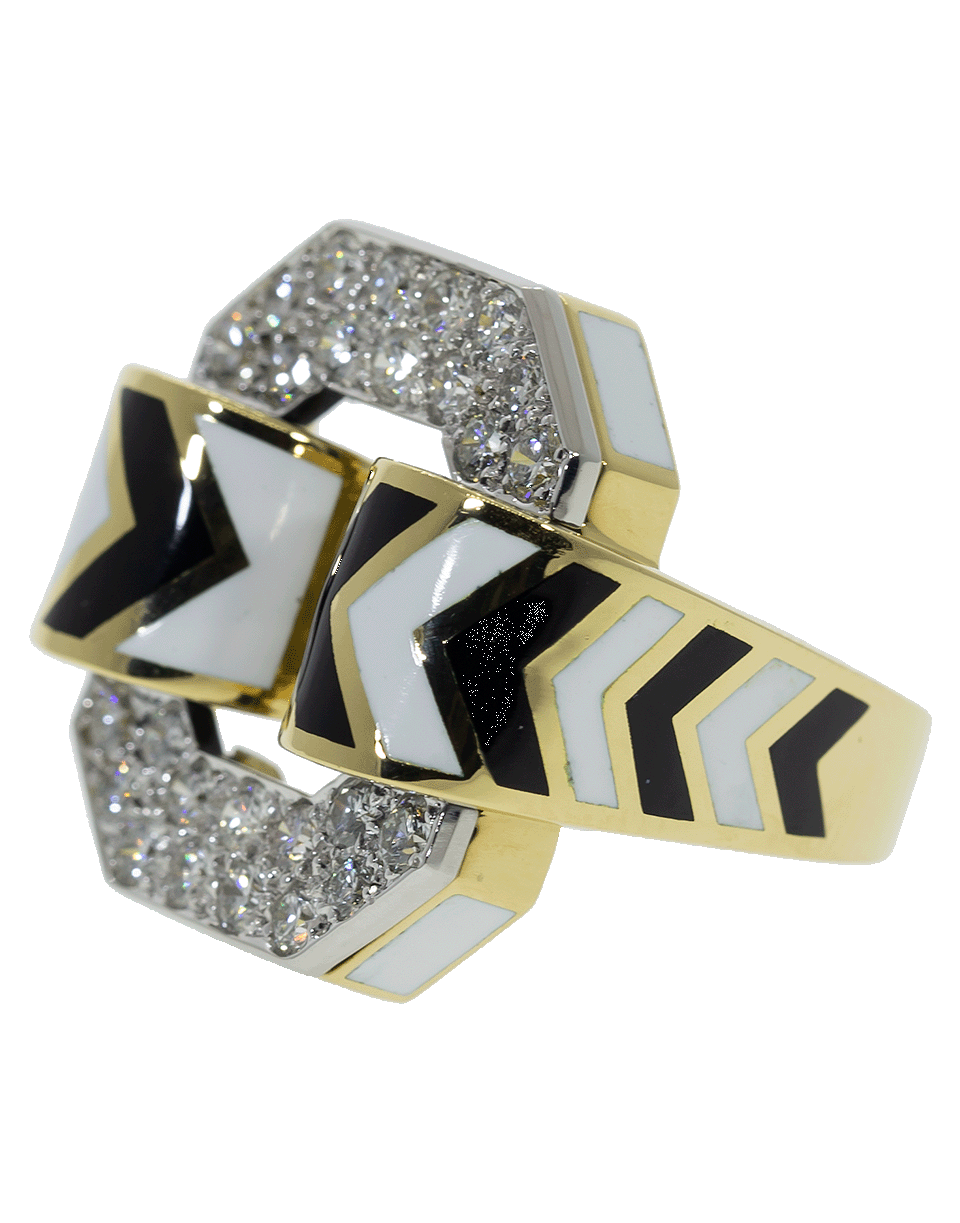 DAVID WEBB-Small Chevron Diamond Ring-YELLOW GOLD