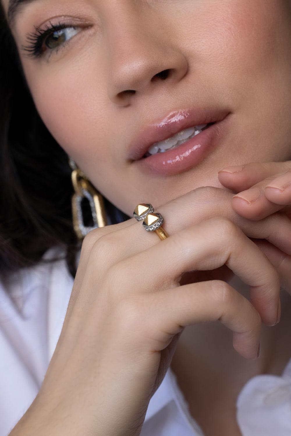 Diamond Bastille Ring-YELLOW GOLD-5.5-JEWELRYFINE JEWELRING-DAVID WEBB