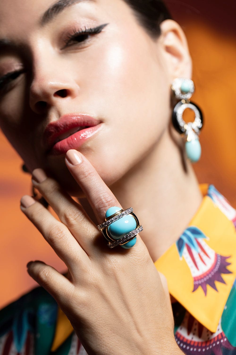 DAVID WEBB-Turquoise Mod Ring-YELLOW GOLD
